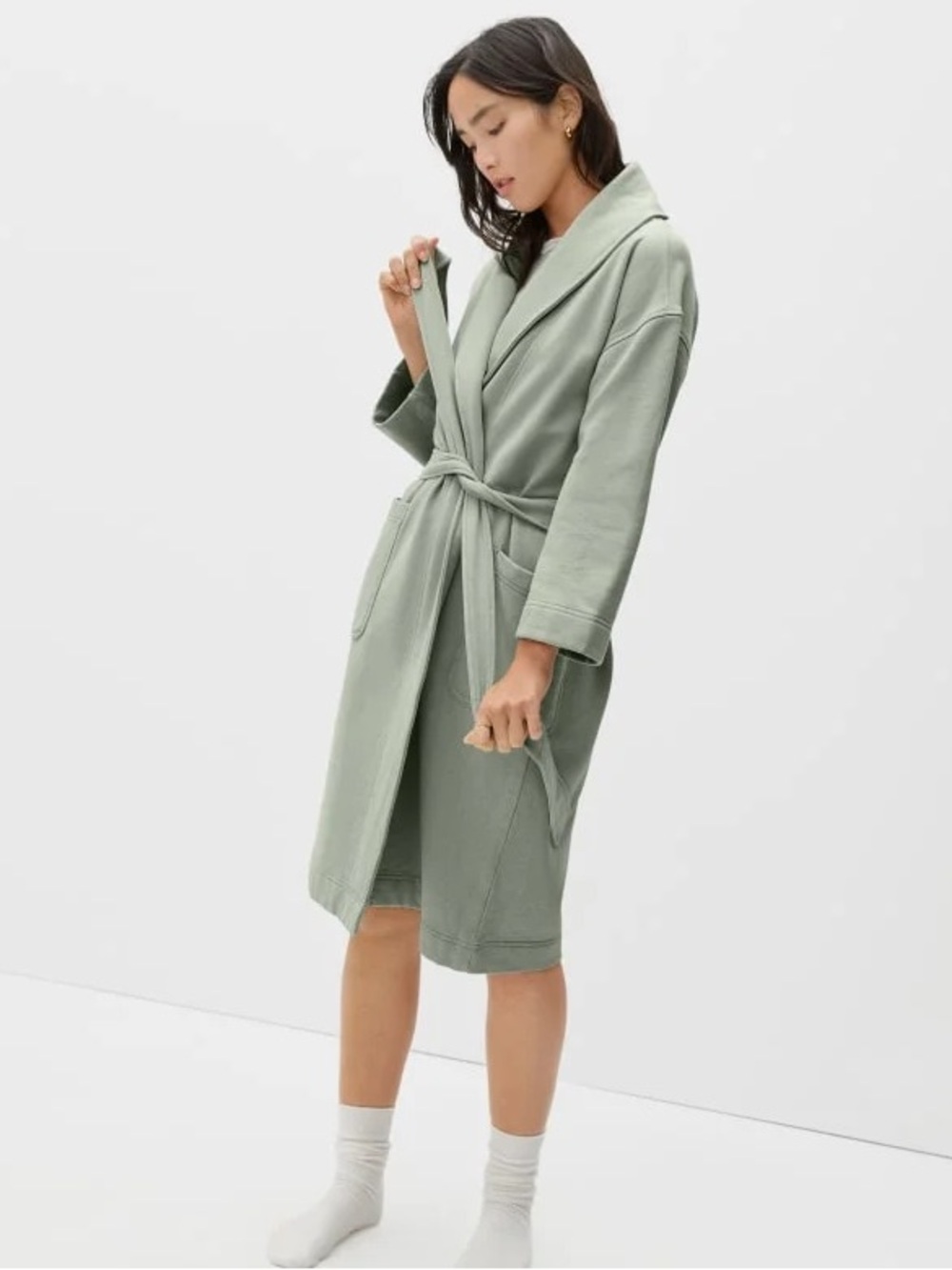Everlane Frech Terry Robe in Laurel — Size XS/S